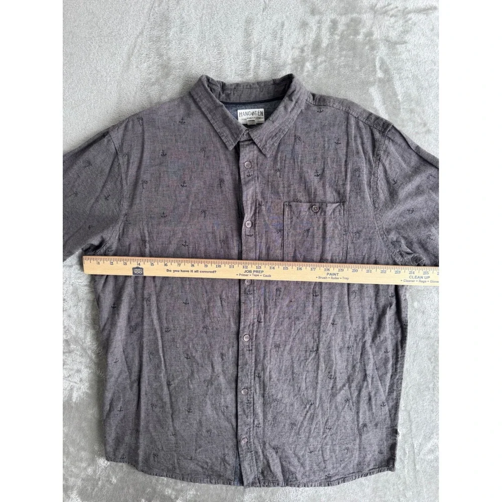 Hang Ten Mens‎ Linen Blend Shirt XXL Gray Button Up Dadcore Beach Casual
